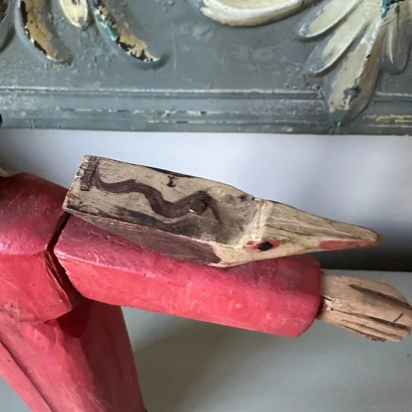 Vintage carved painted wood st Francis statue with bird folk art - Picture 11 of 12